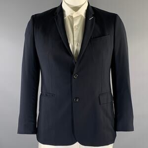DIOR Chest Size 42 Navy Solid Cashmere Notch Lapel Sport Coat